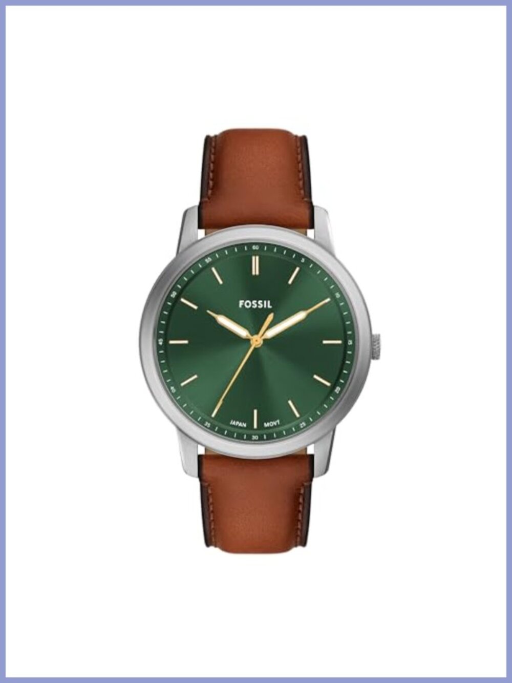 Minimalist Quartz Stainless Steel Three-Hand Watch with Leather Strap